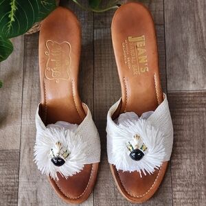 Fredelle for Jean's Sandal Bar Vintage Raffia Slide Sandals Size 8N